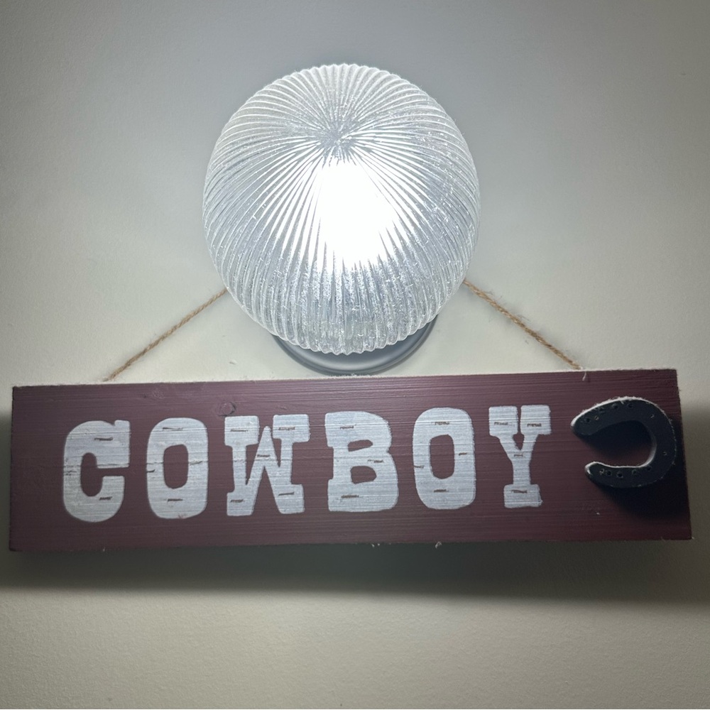 Red Wooden Cowboy and Cowgirl Wall Sign